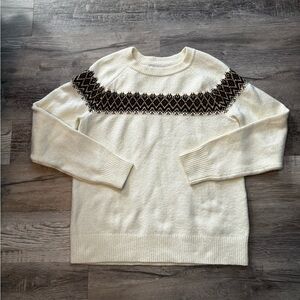 Amazon essential white sweater with print size large